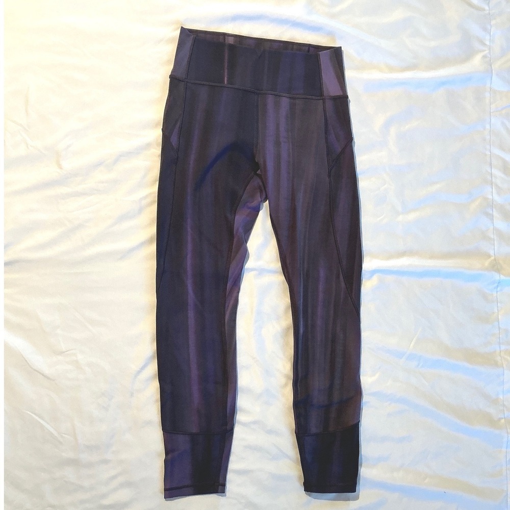Lululemon Purple Ombre Stripe High Rise Leggings Athletic Tights Size 6